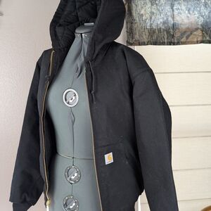 Carhartt Black Quilted Hooded Jacket